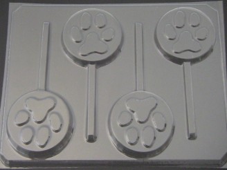 636 Paw Print Chocolate or Hard Candy Lollipop Mold